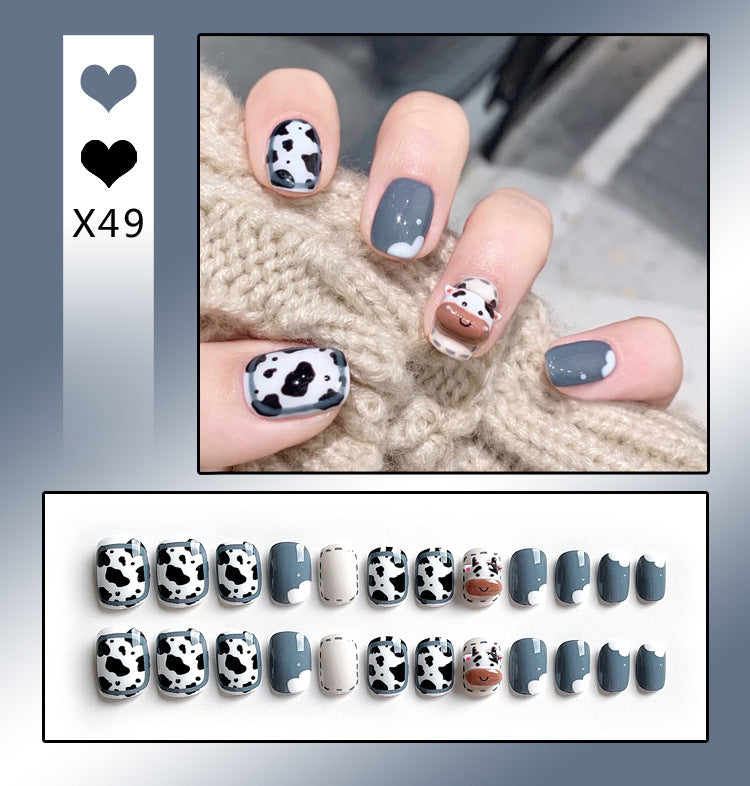 Removable French-Style Nails Adorned with Diamonds for Elegant Nail Art