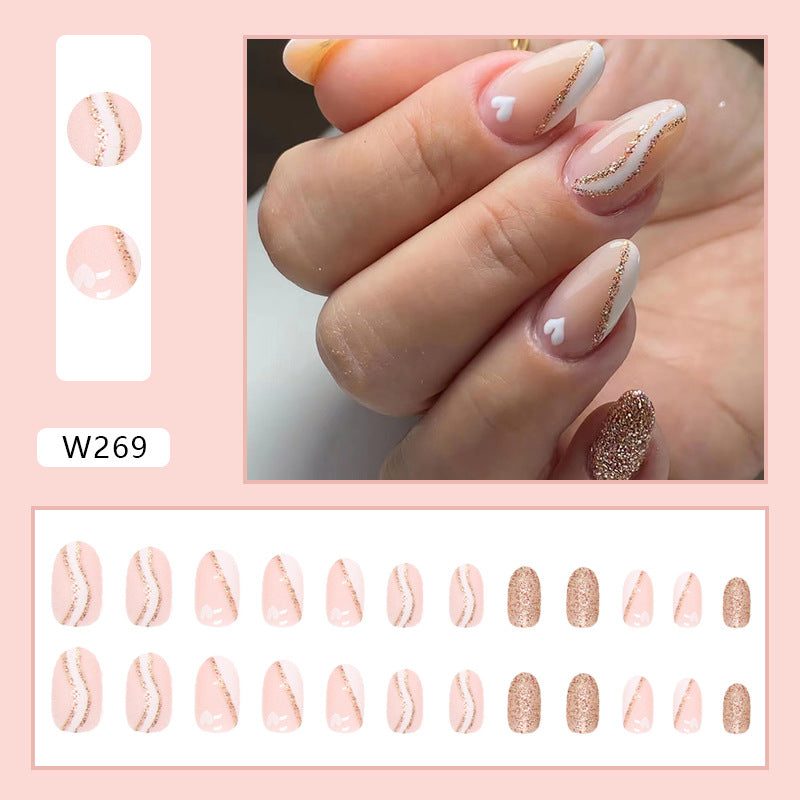 Simple Milky White French Glitter Powder Nail Sticker