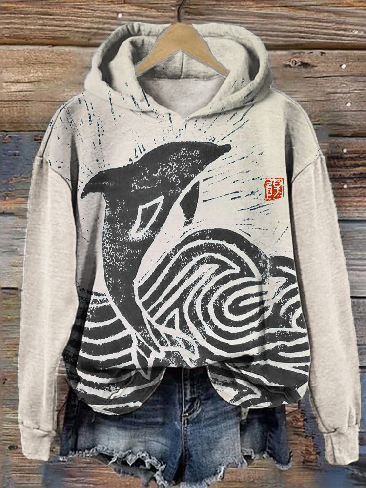 Autumn And Winter European And American Drop-shoulder Sleeve Digital Printing Sweater