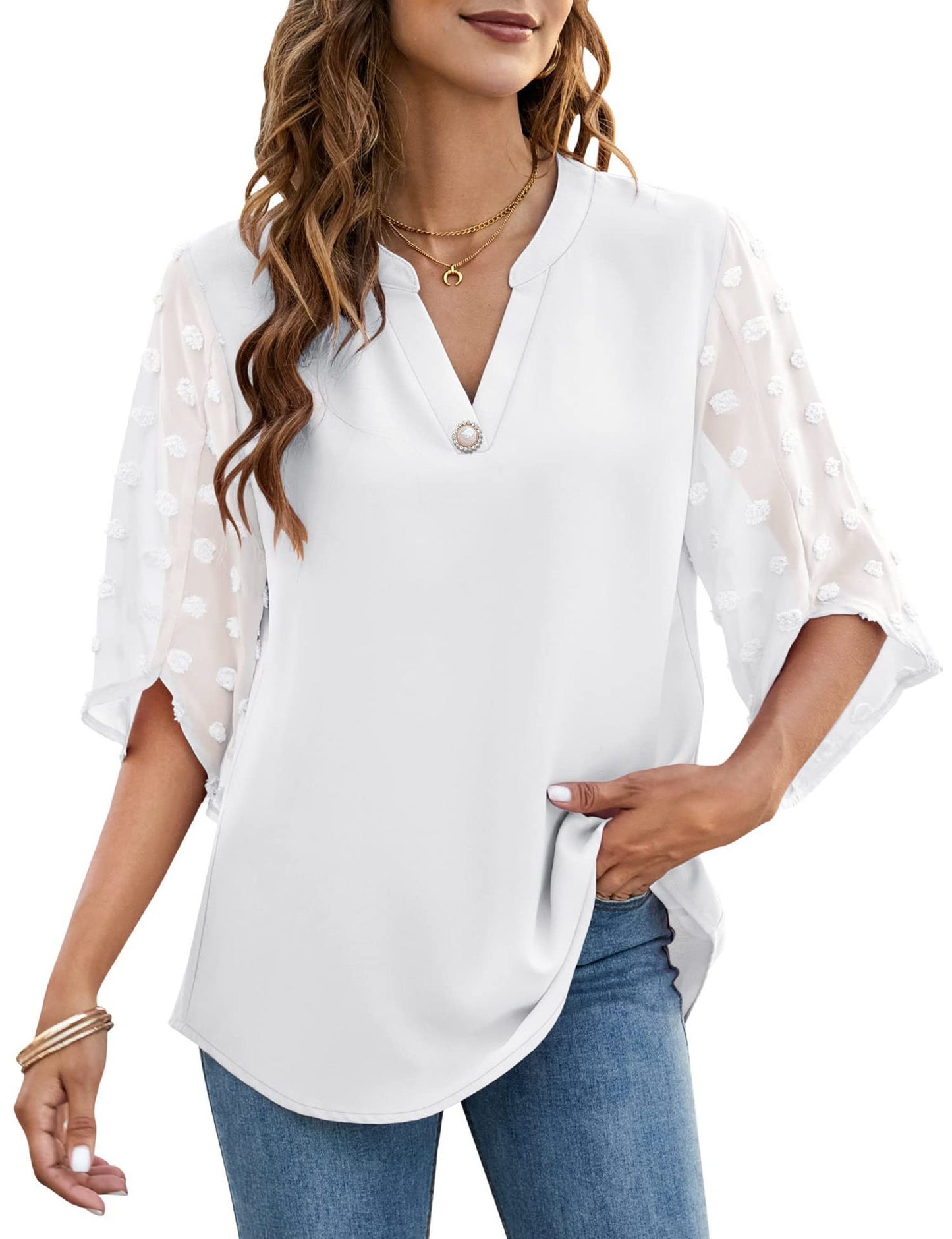 Casual Loose V-Neck Shirt Top – Comfortable and Stylish