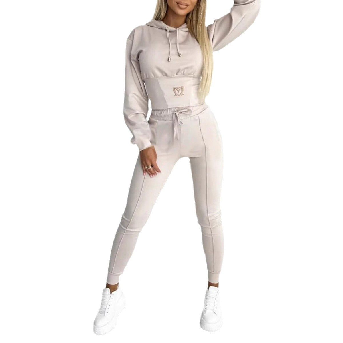 Women's Waist Girdle Sports Suit with Hooded Jacket