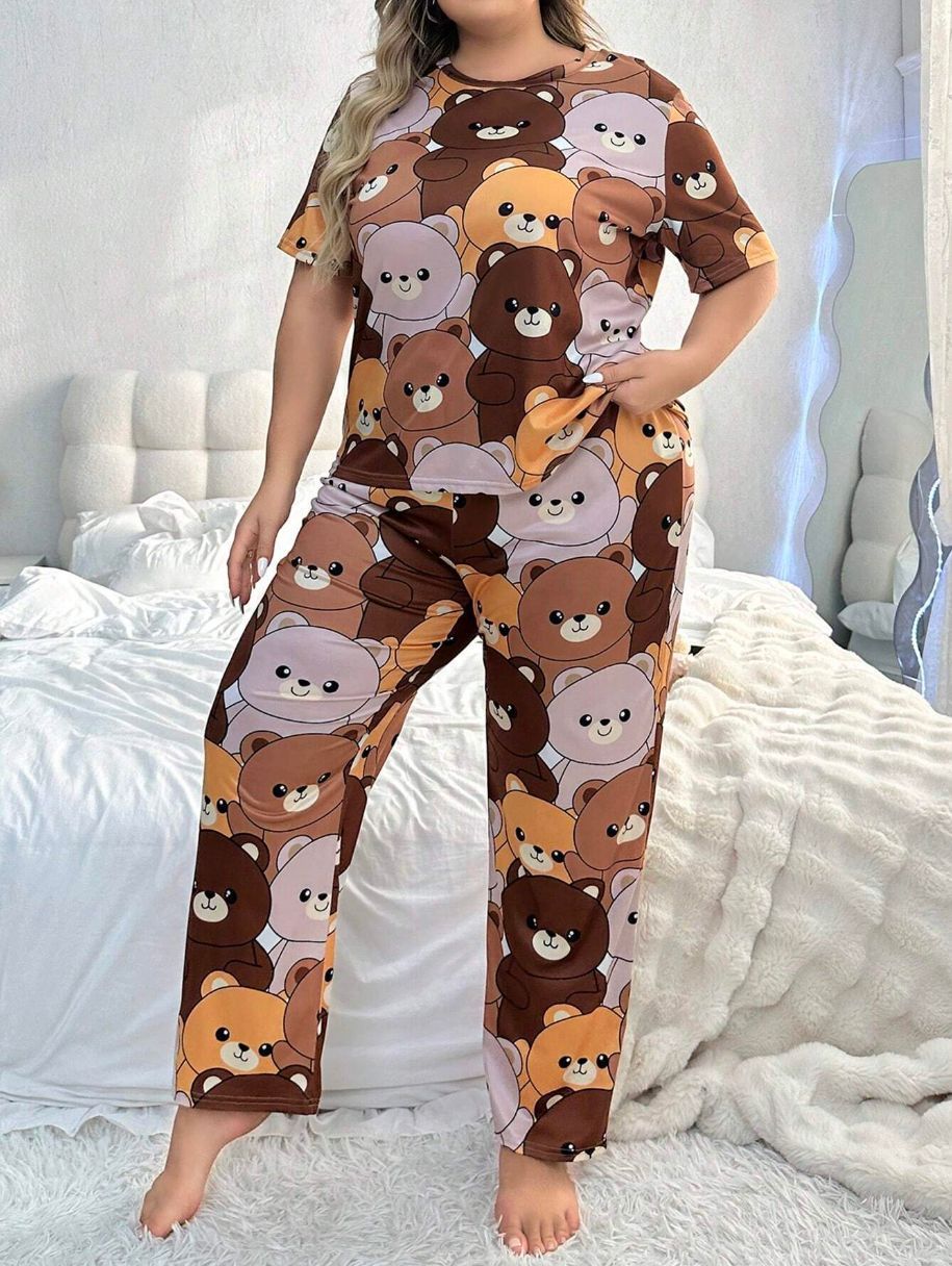 Plus Size Women's Pajama Homewear Suit with Trousers