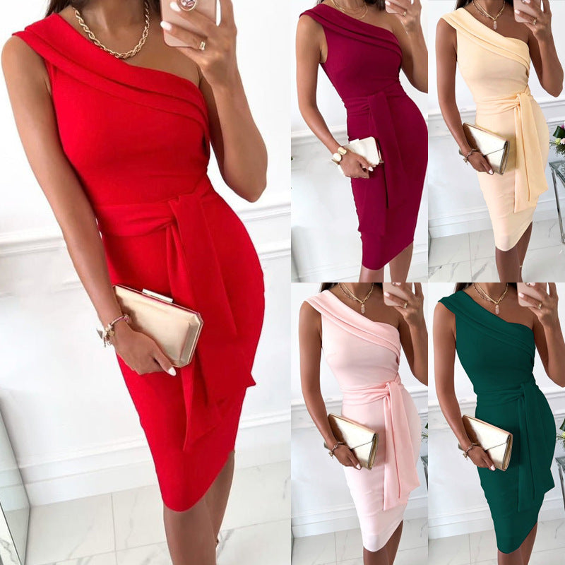 Chic Solid Color Lace-Up Tight-Fit Dress in the Latest Fashion Trend