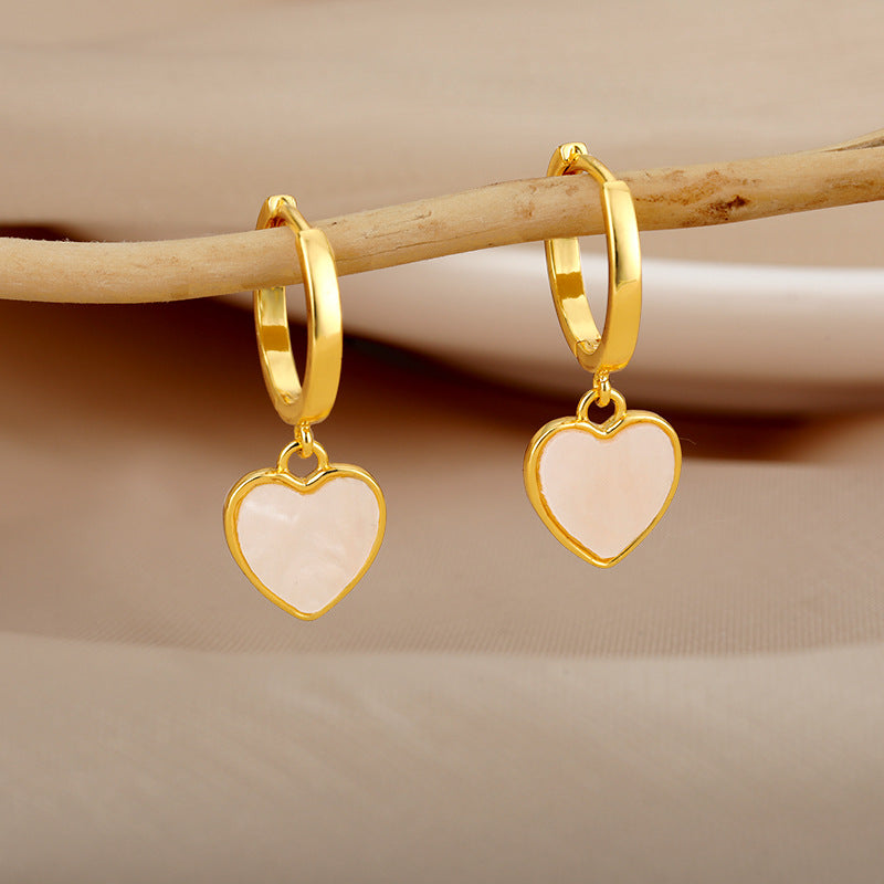 Heart-shaped Ear Clip Round Ring Earrings