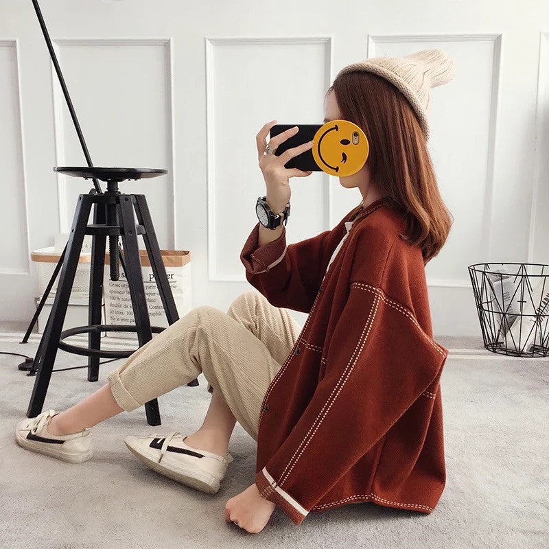 Woman's Korean-Style Sweater Cardigan for Autumn and Winter