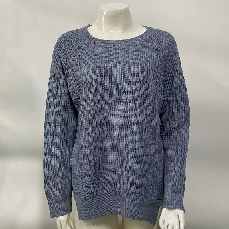 New European and American Hollowed-Out Knitted Sweater for Women