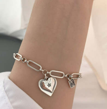 925 Sterling Silver Loving Heart Bracelet for Women