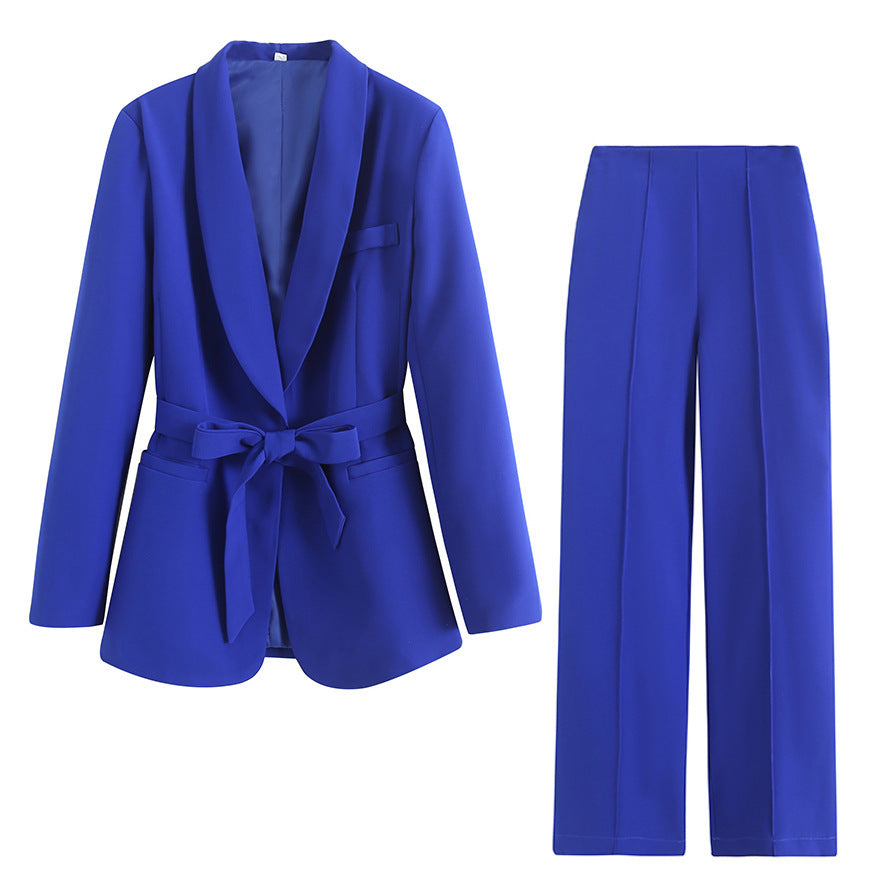 Women's Casual Pants Set: Matching Belt Dress Small Suit Coat