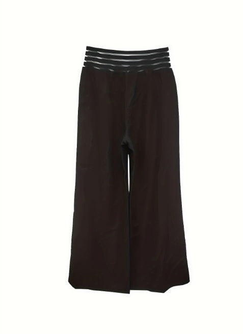 Women's Solid Color Hollow Design Slim Fit High-Waisted Pants