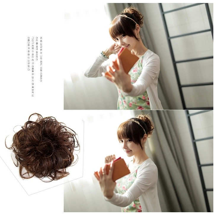 Natural drawstring curly hair ball head hair ring hair set female hair accessories