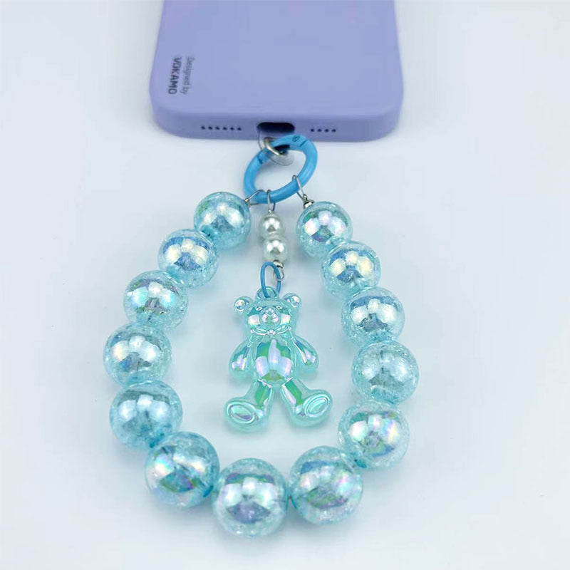 Luminous Bear Pendant Mobile Phone Charm with Bursting Beads