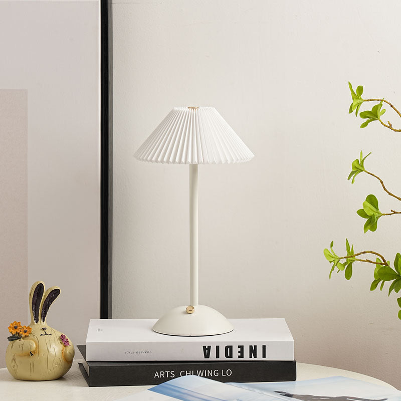 Atmospheric Pleated Bedroom Bedside Lamp with Charging Feature