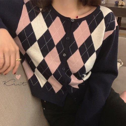 Round Neck Single-breasted Knitted Sweater Cardigan Women