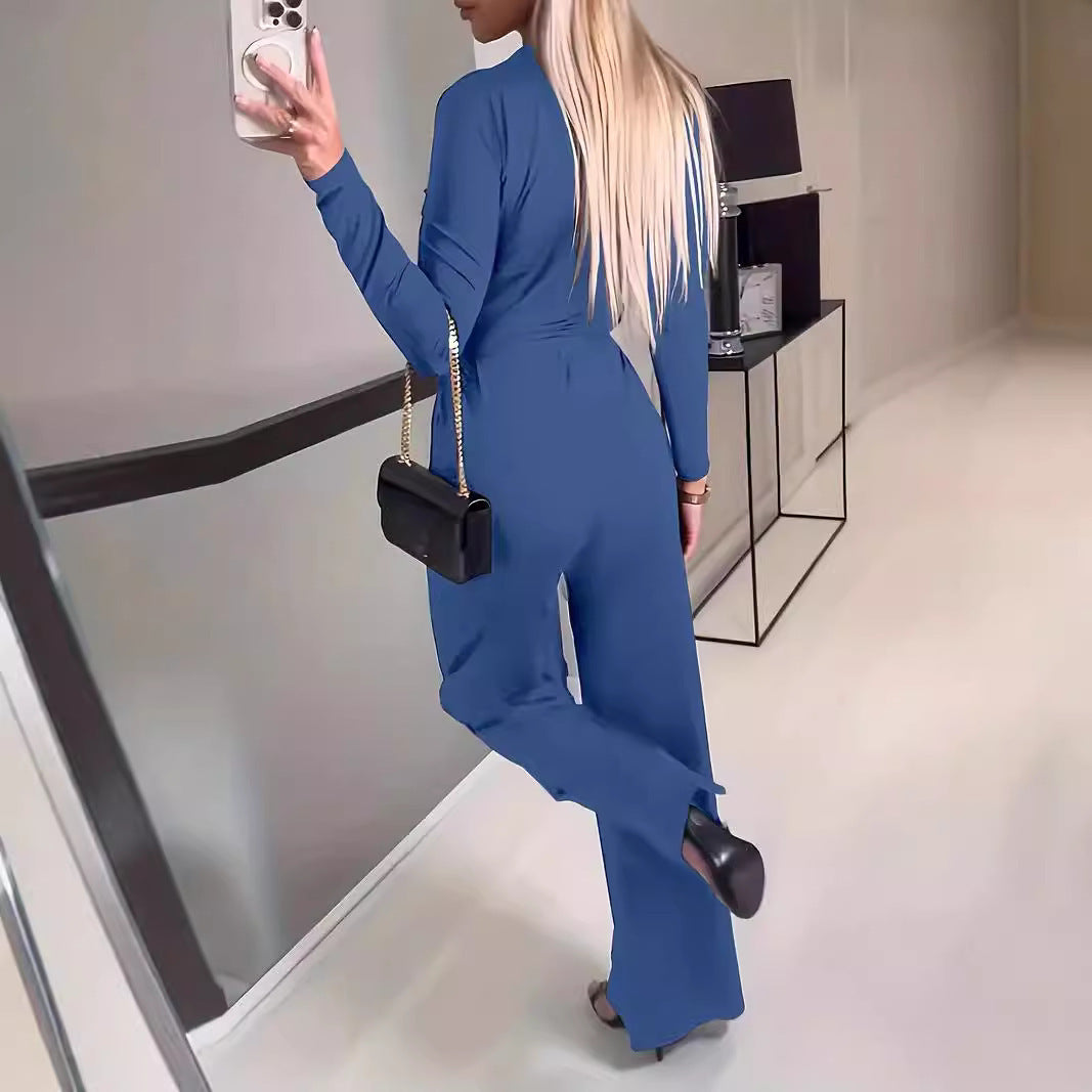 Woman's Solid Color Jumpsuit - Fashionable and Stylish