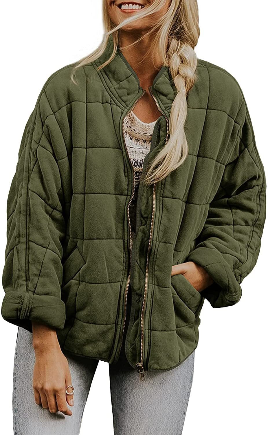 Solid color standing collar cotton jacket new loose pocket long sleeved jacket top for women