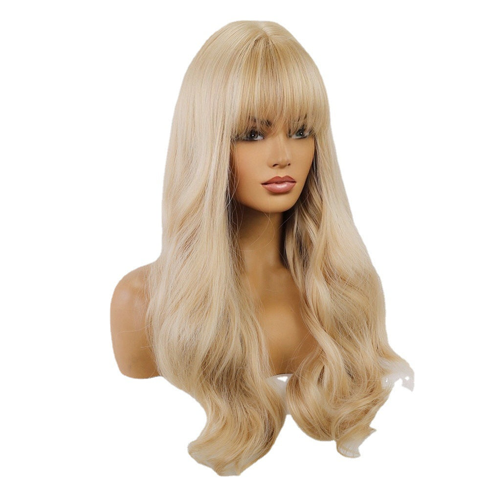 Women's Fashion Simple Long Curly Wig Head Cover