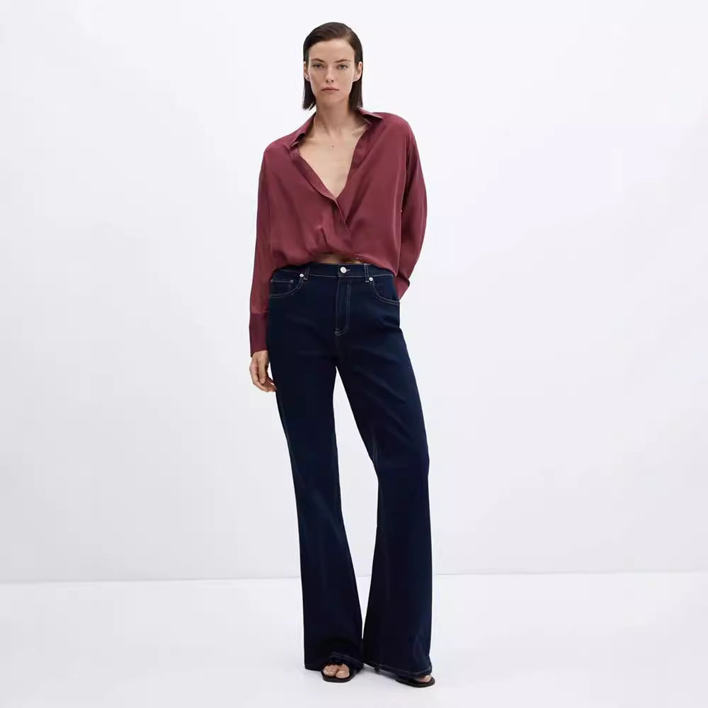 Tencel Four-Way Stretch High Waist Skinny Retro Mopping Jeans