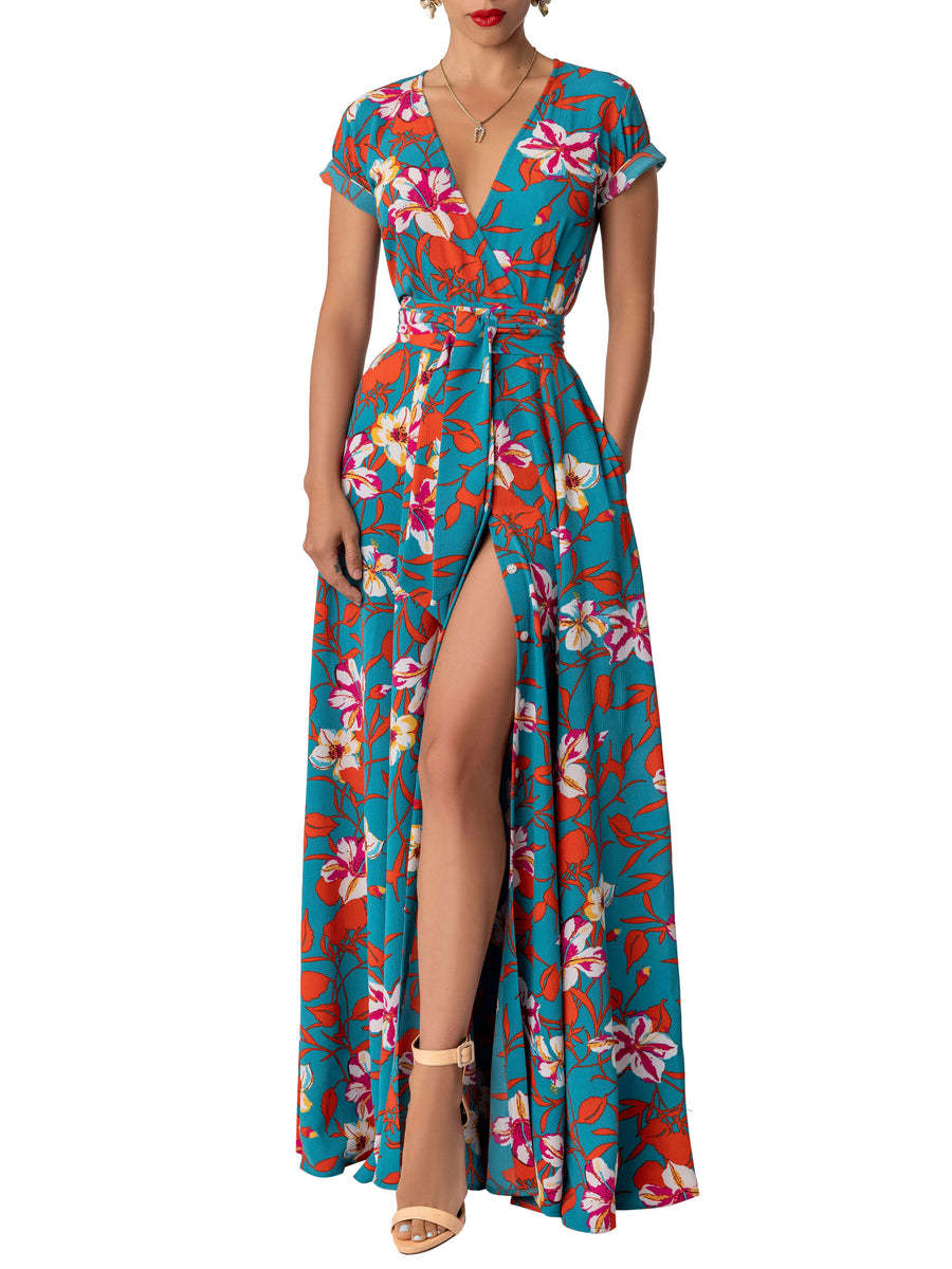 Printed Split Dress Waist Control Dress