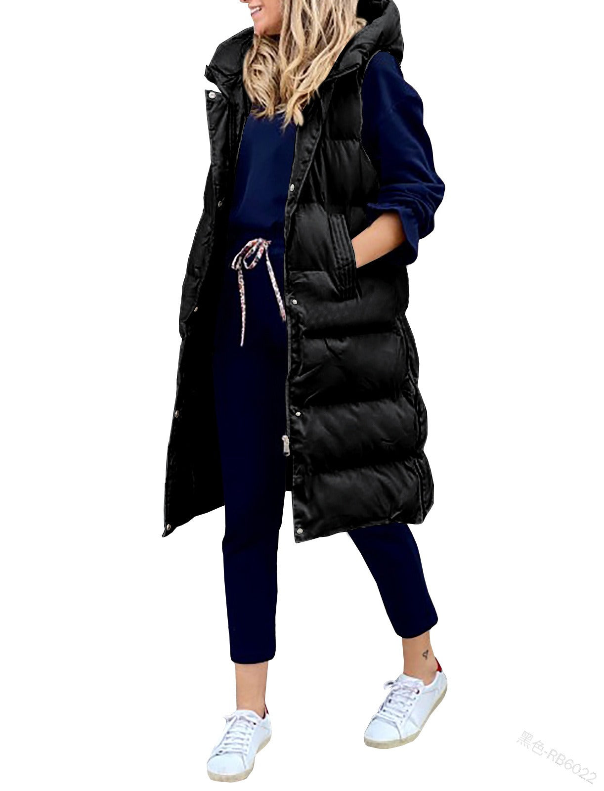 Fashionable single breasted hooded warm cotton jacket for women
