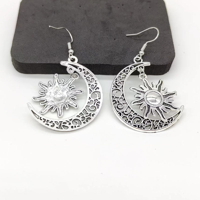 Fashion Hollowed-out Moon Sun Earrings