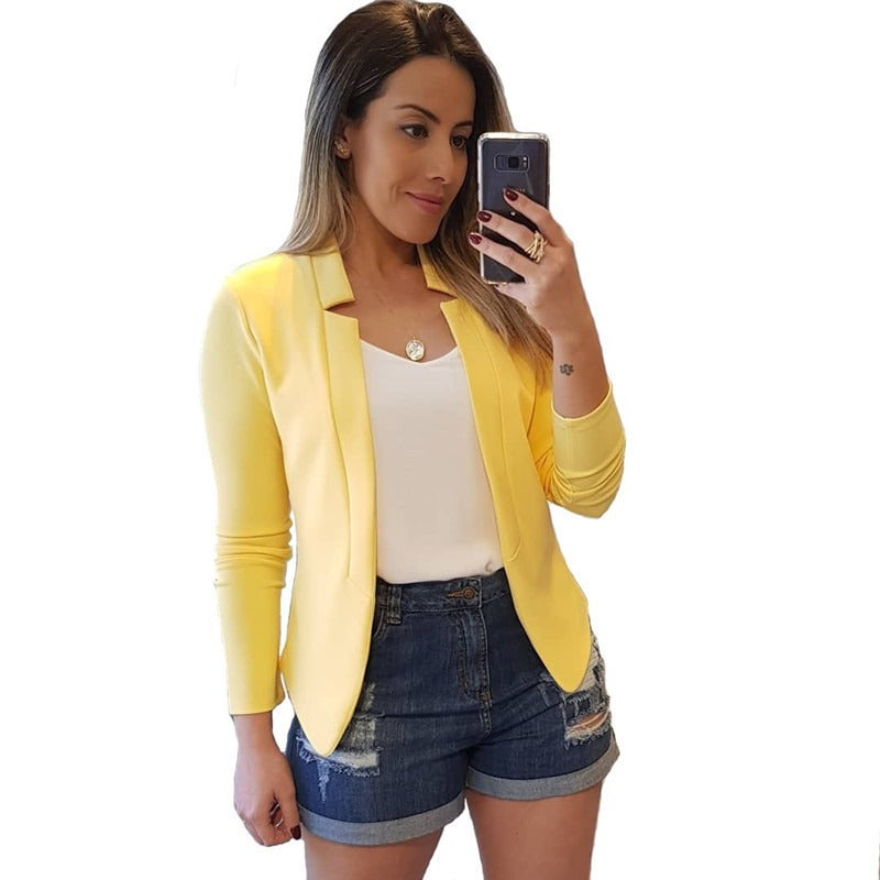 Hot selling solid color casual professional small suit jacket top for women's clothing