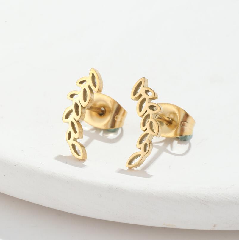 Stainless Steel Studs Simple Hollow Wheat Earrings For Women