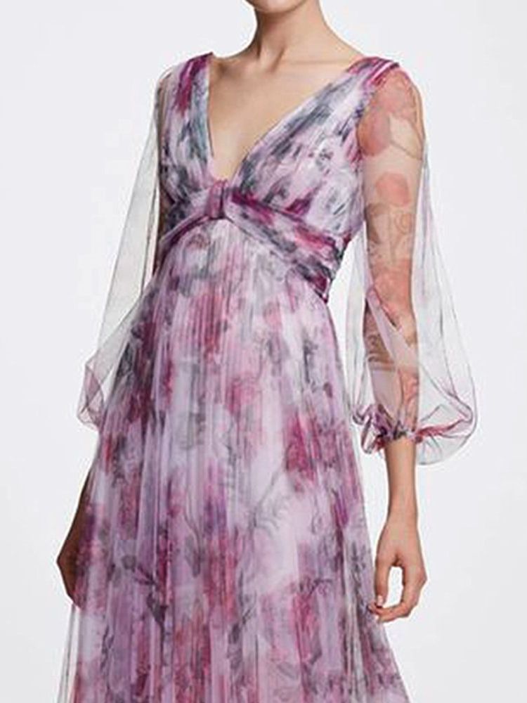 Women's Chiffon Dress, a Touch of Temperament and Printed