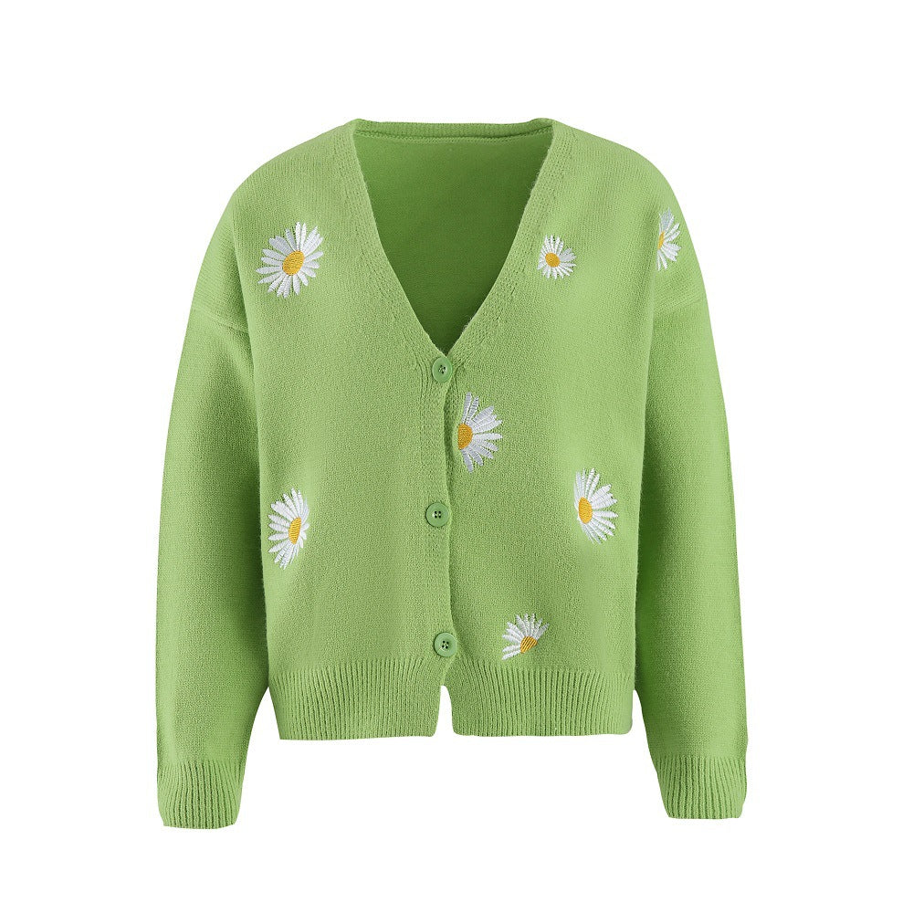 Women's Single-Breasted Cardigan Coat Chrysanthemum