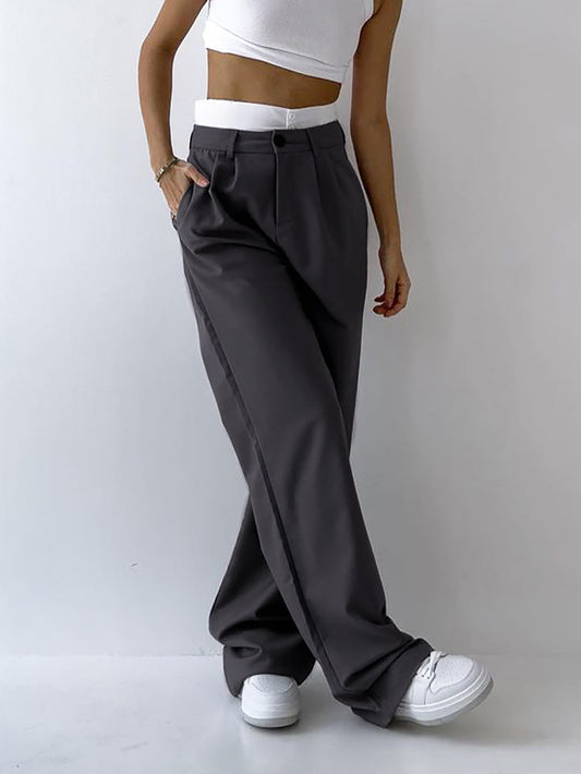Comfortable Casual High-waisted Baggy Slimming Wide-leg Pants
