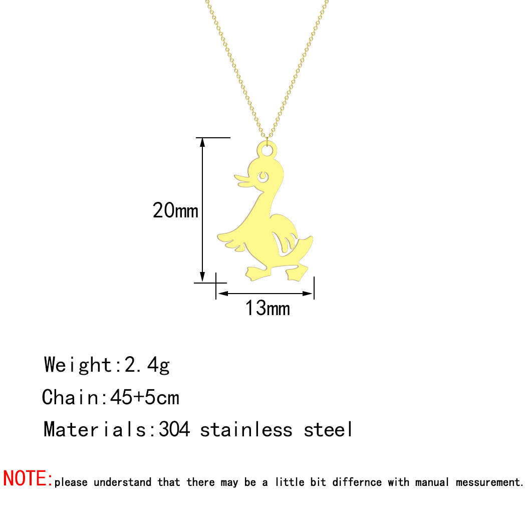 Style Cute Little Duck Simple Stainless Steel Necklace Ornament