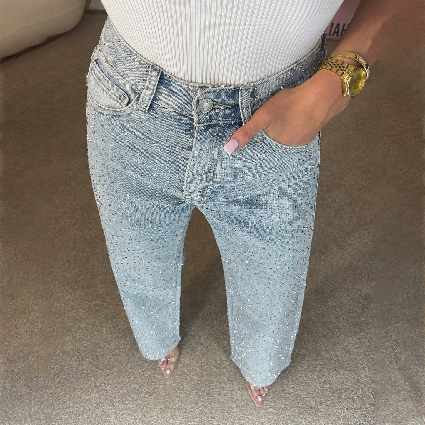 Women's High Waist All-Matching Denim Pants for Summer