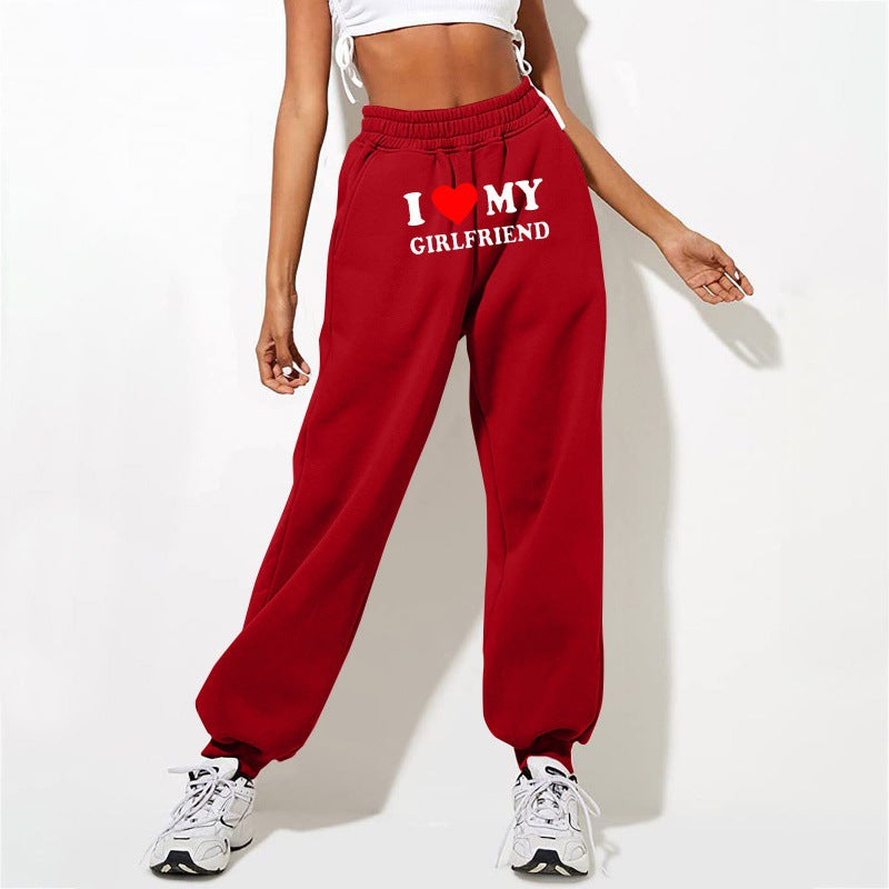 Women's Fashion Printed Casual Loose High Waist Workout Pants