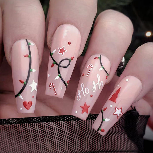 Christmas Simple Pure Desire Mid-length Ballet Fake Nails