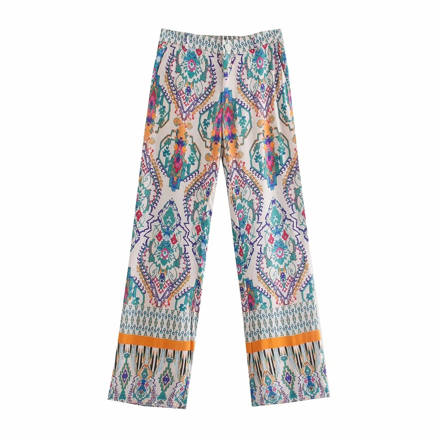 Retro Printed Long Version Suit Pants