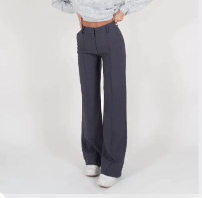 Women's Slim-Fit Straight Pants with Casual Design Stitching