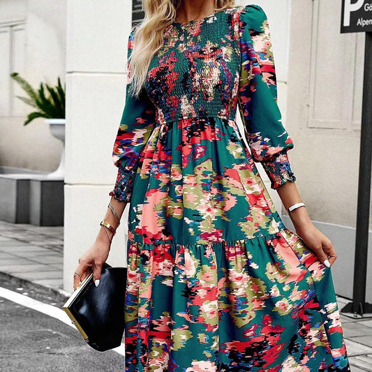 Printed Long Sleeve Dress for Women