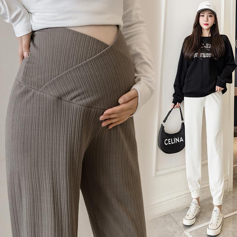 Casual Versatile Loose Striped Waist Support Maternity Pants