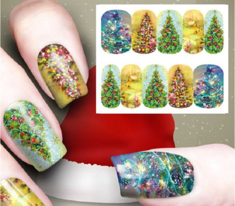 Festive Christmas Nail Art Water Transfer Decal Stickers