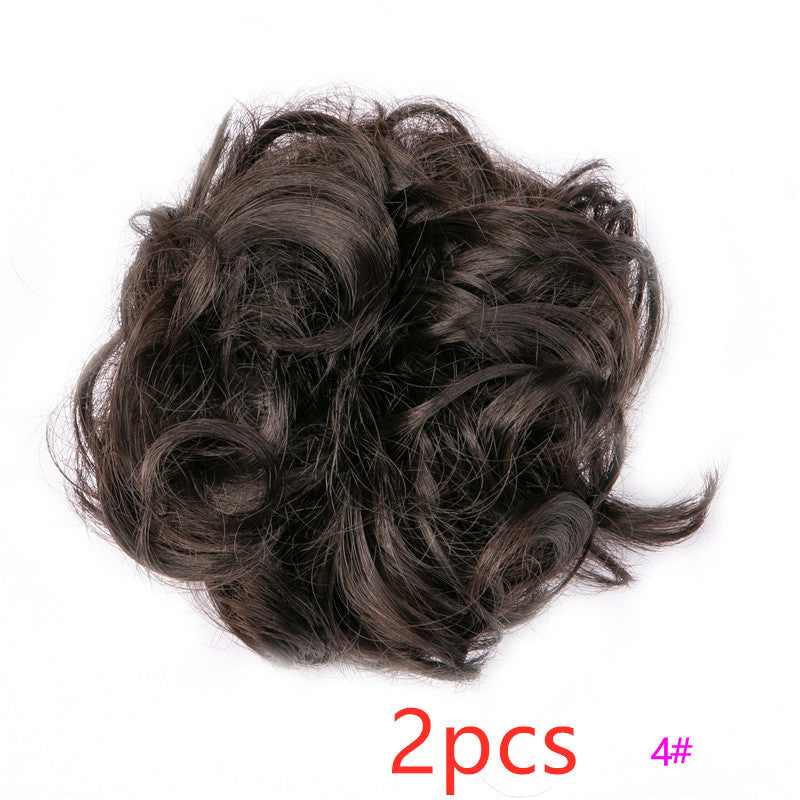 Natural drawstring curly hair ball head hair ring hair set female hair accessories