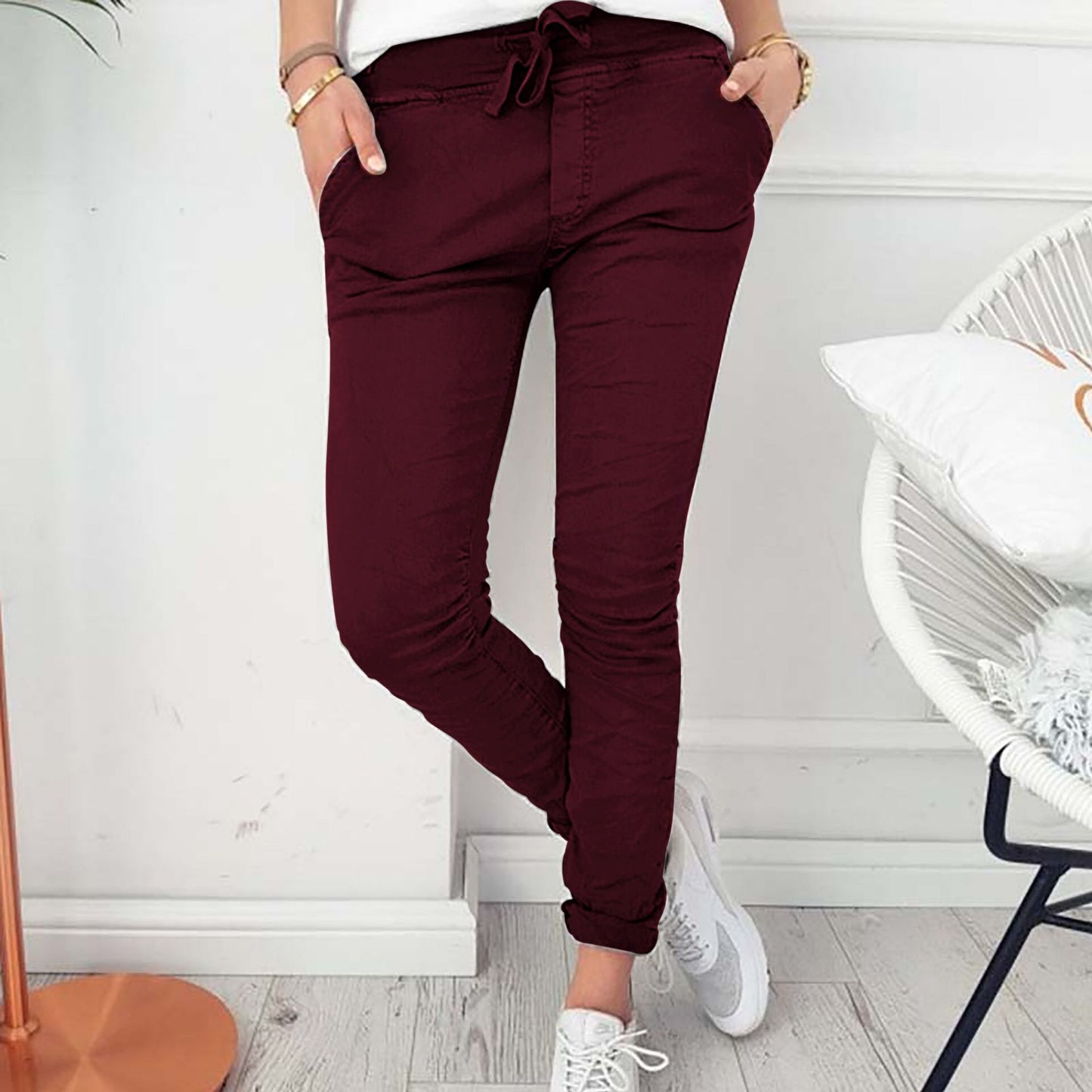 Women's Fashion Casual Skinny Elastic Pants, Slim Fit