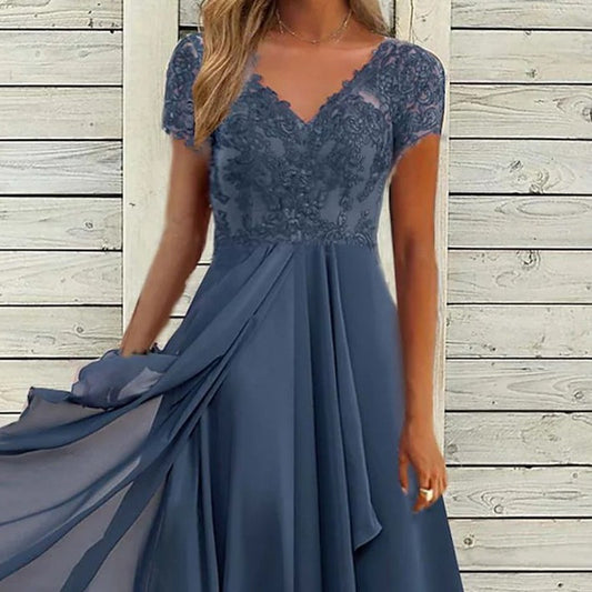 Mid-Length Chiffon Dress in European and American Style