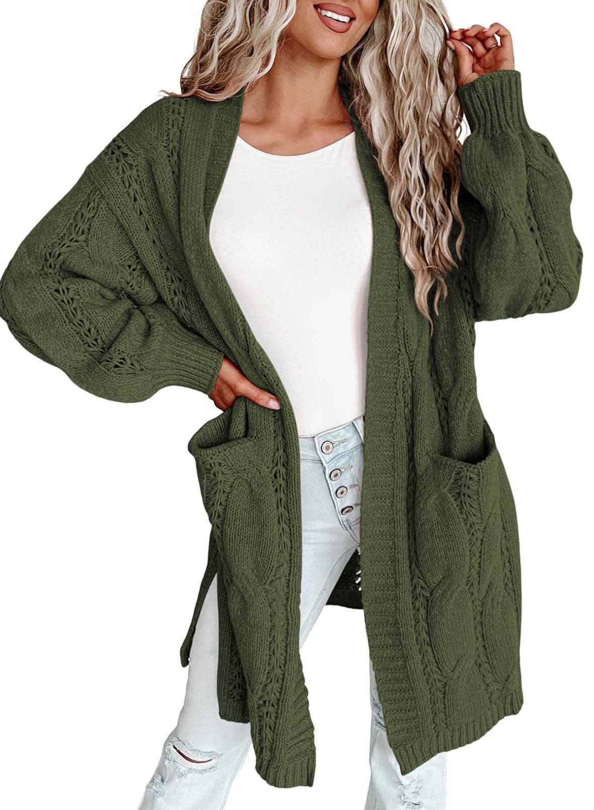 European And American Style Women Long Cardigan Long Sleeve Sweater With Pockets