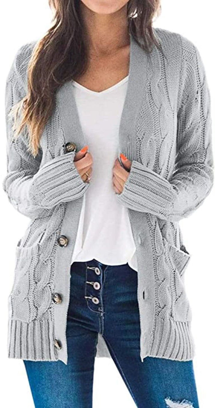 Autumn and winter hot selling sweaters, oversized cardigans, knitted sweaters, women's mid length jackets