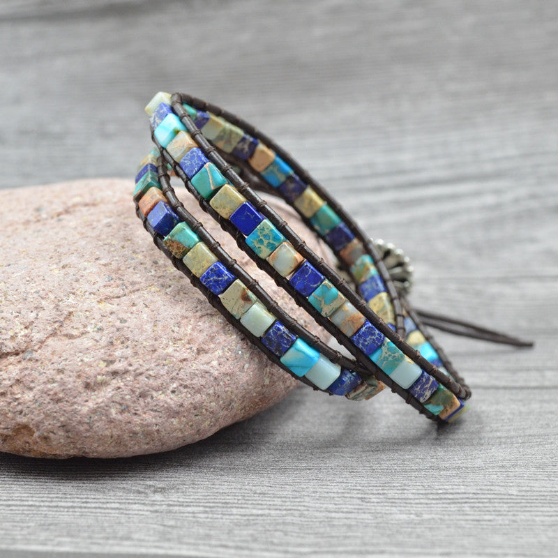 Multi Layer Handwoven Imperial Stone Bracelet