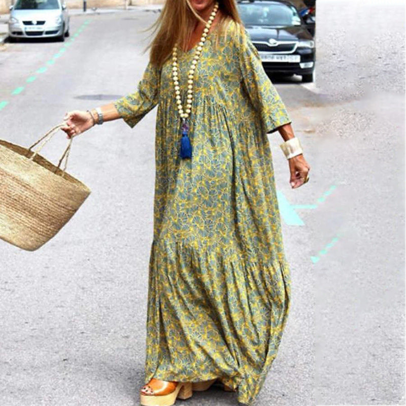 Fashionable Printed Loose Dress for Women