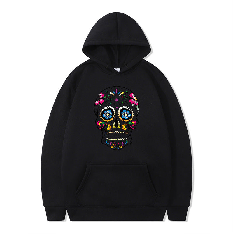 Couple Skull Head Printed Hoodie Sweater