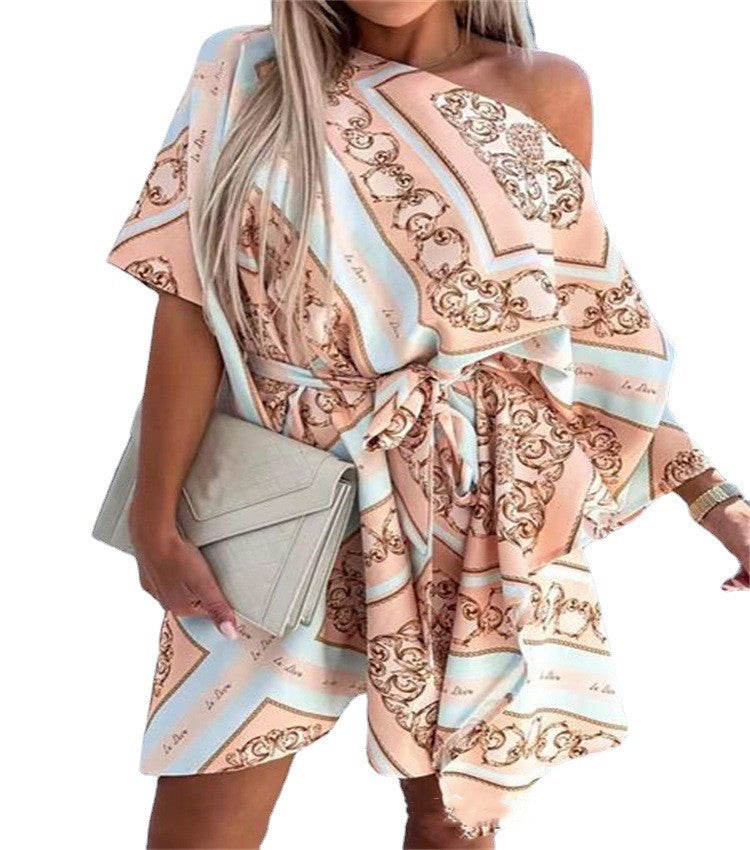 Women's Fashion Printed Shoulder Strap Dress