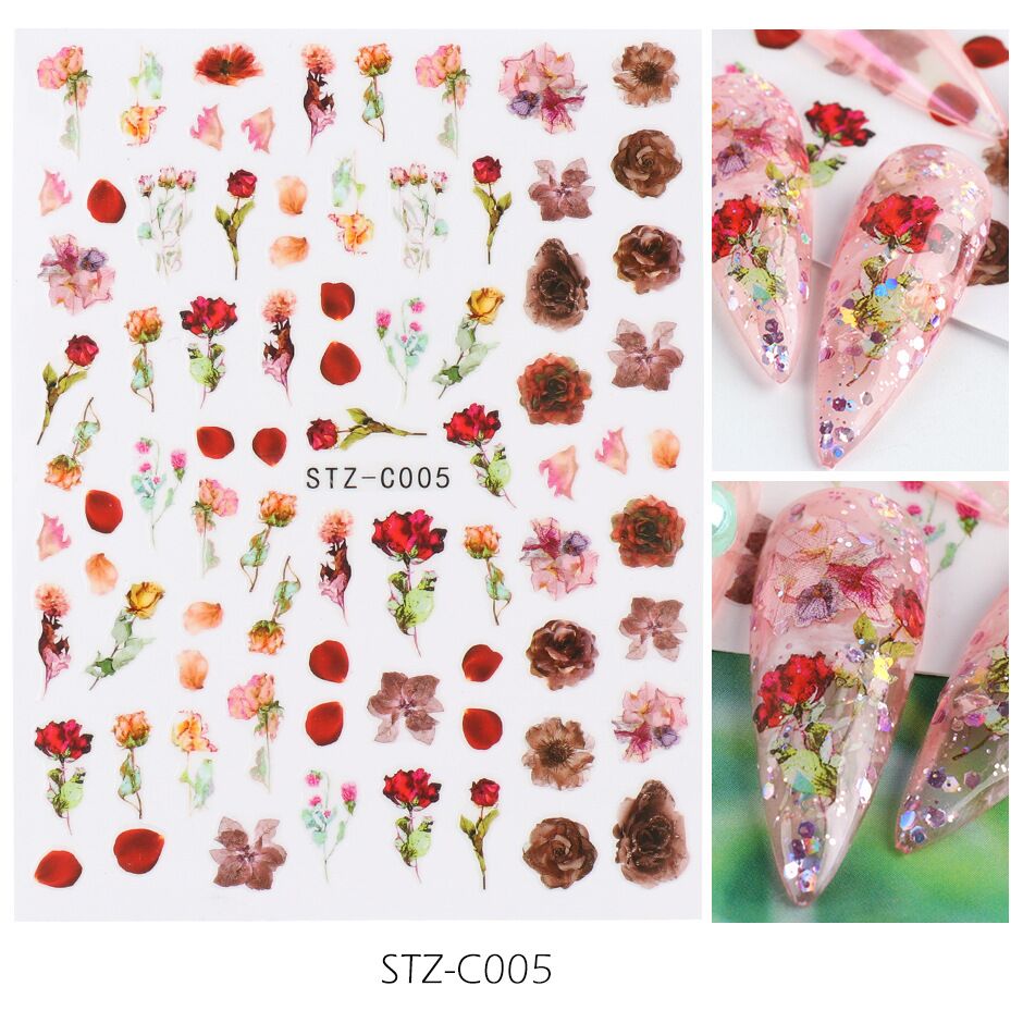 Japanese watercolor 3D nail stickers