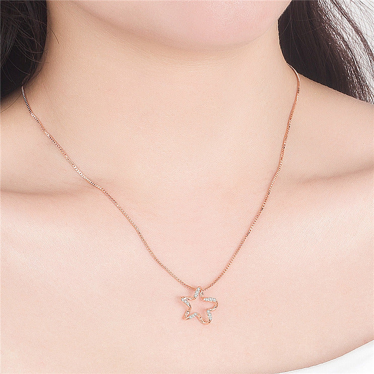 Pentagram Zircon XINGX Necklace Female Clavicle Chain