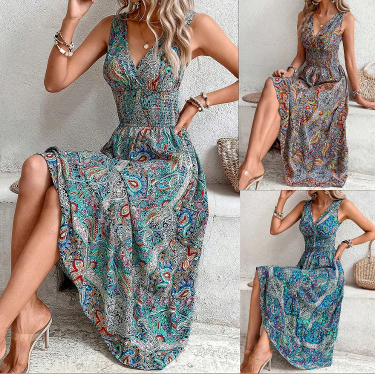 High Waist Sleeveless Bohemian Dress Fashion for Women